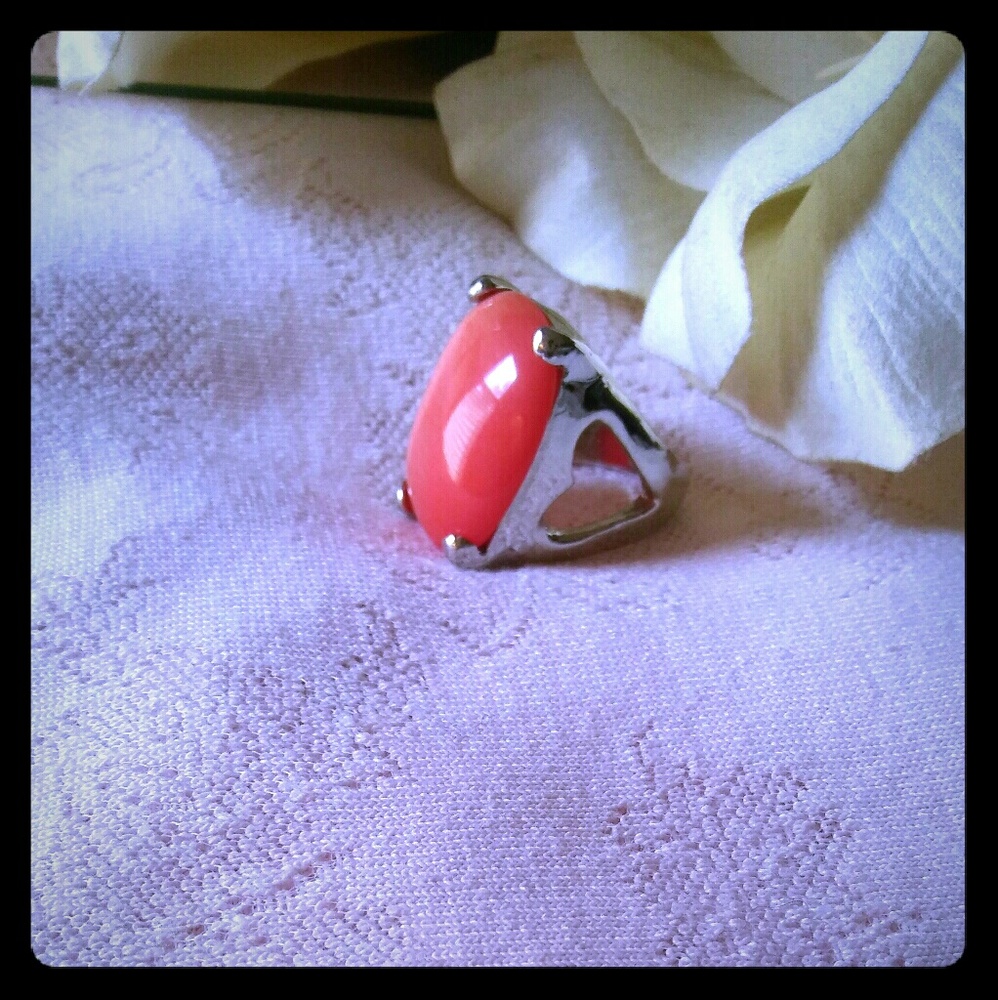 Vintage Orange Oval Statement Ring - image 1